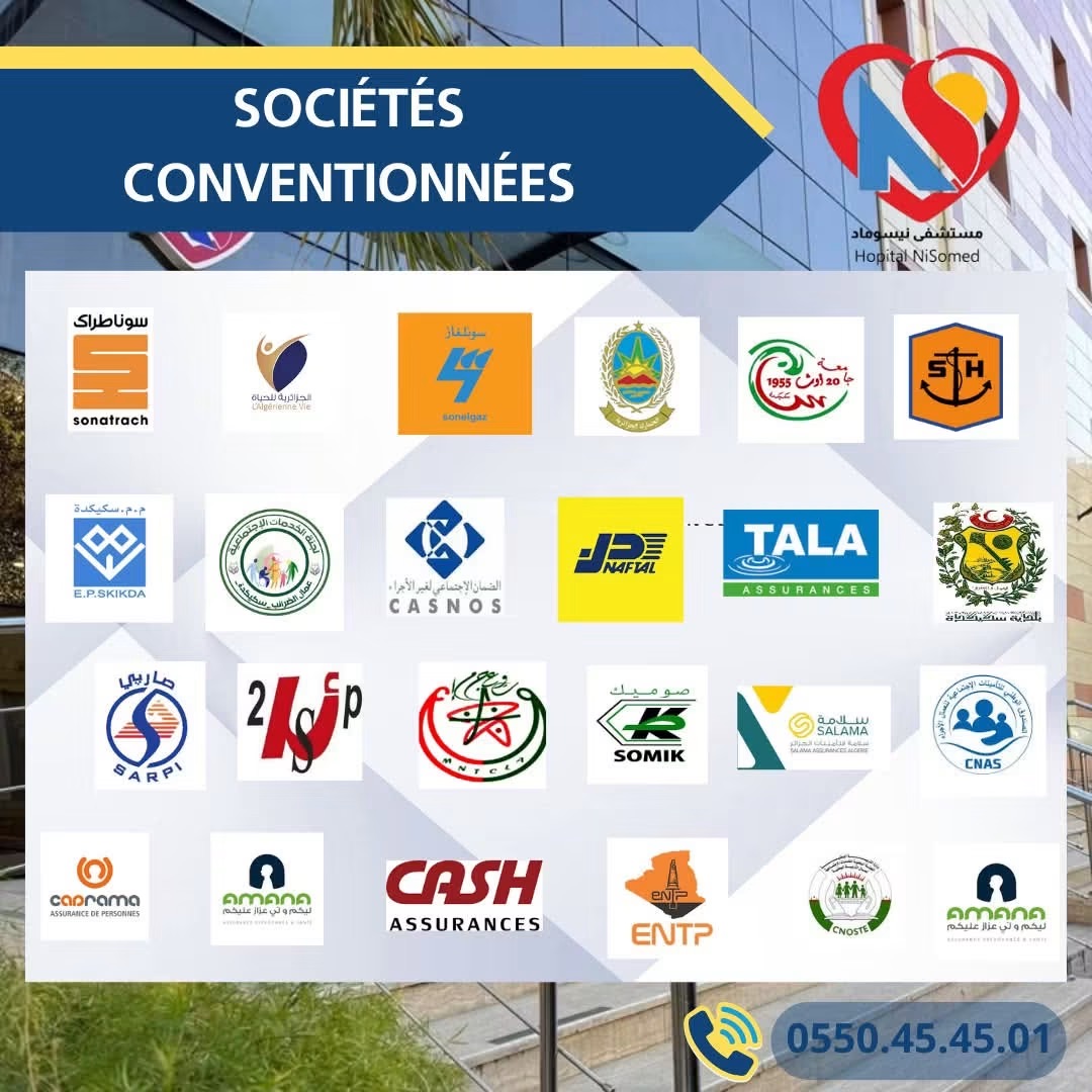 Sociétés conventionnées avec l'Hôpital Privé NiSomed